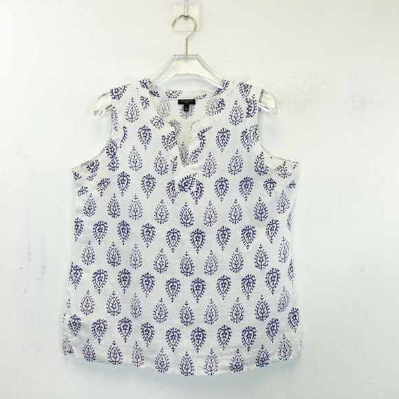 Talbots Tops - TALBOTS Womens White Top Blouse SP SMALL Sleeveless Round with V-neck 100% Linen